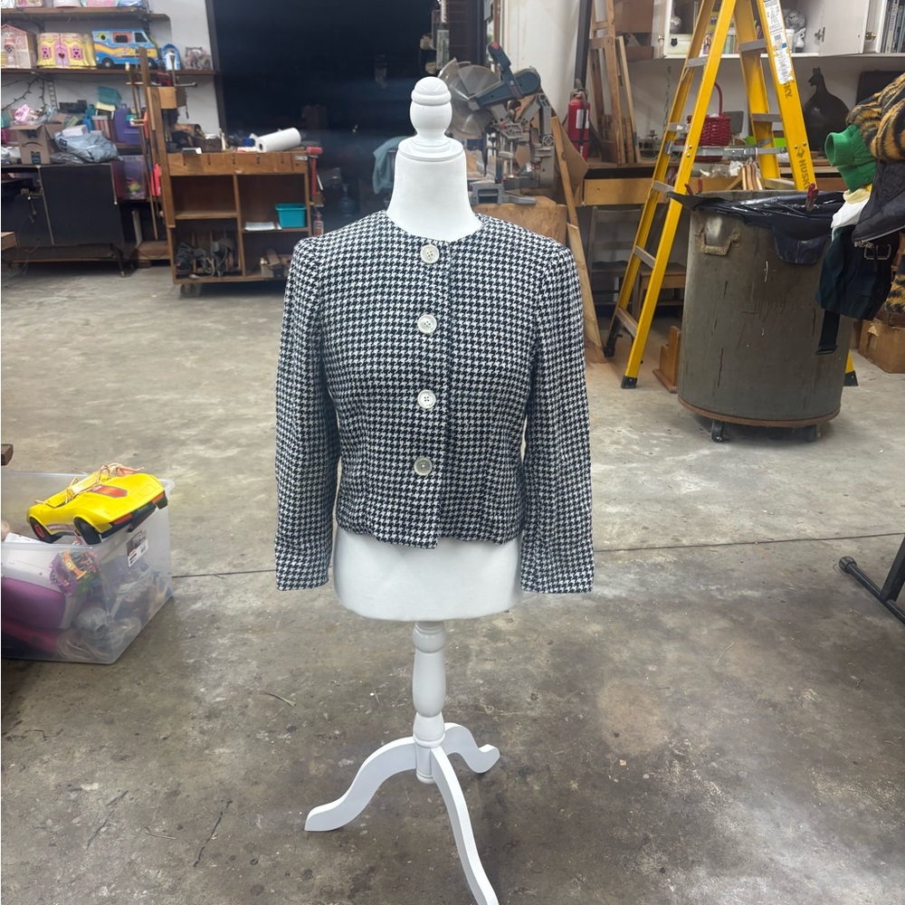 Women's Black and White Houndstooth Jacket